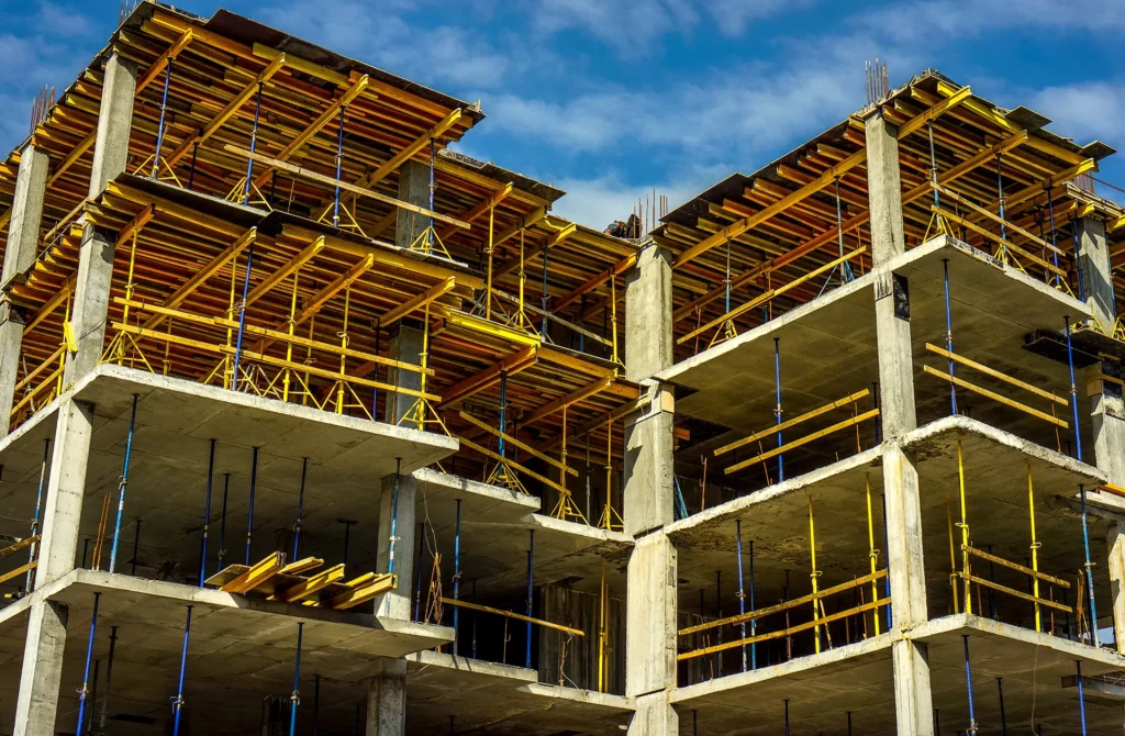 Building site with scaffolding